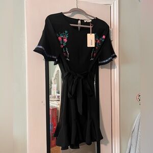 Embroidered Black Dress
